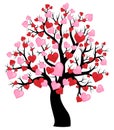 Silhouette of tree with hearts theme 1