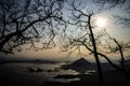 Silhouette tree by lake against sky during sunset Royalty Free Stock Photo