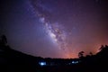 Silhouette of Tree and Milky Way. Long exposure photograph Royalty Free Stock Photo