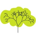 The silhouette of a tree with a trunk and branches with abstract leaves. Color vector icon. Royalty Free Stock Photo