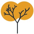 The silhouette of a tree with a trunk and branches with abstract leaves. Color vector icon. Royalty Free Stock Photo