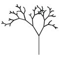 The silhouette of a tree with a trunk and branches without leaves. Black and white vector icon Royalty Free Stock Photo