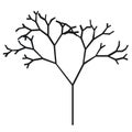 The silhouette of a tree with a trunk and branches without leaves. Black and white vector icon Royalty Free Stock Photo