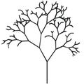 The silhouette of a tree with a trunk and branches without leaves. Black and white vector icon Royalty Free Stock Photo