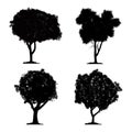 Silhouette tree vector set on white background and icon isolated black forest collection