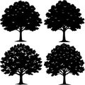 Silhouette Trees Set Royalty Free Stock Photo