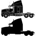 Silhouette of a truck Kenworth T600. Royalty Free Stock Photo