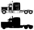 Silhouette of a truck Peterbilt 379X. Royalty Free Stock Photo