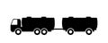 Silhouette of a truck with a trailer. Royalty Free Stock Photo