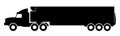 Silhouette of a truck with a trailer. Royalty Free Stock Photo