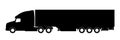 Silhouette of a truck with a trailer. Royalty Free Stock Photo