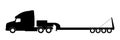 Silhouette of a truck with a trailer. Royalty Free Stock Photo