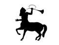 Silhouette of the trumpeting centaur Royalty Free Stock Photo