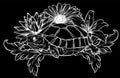 silhouette turtle with flower designs vector illustration art