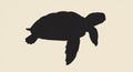Silhouette of a turtle with four flippers and a rounded shell. The image is set against a Royalty Free Stock Photo