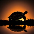 Silhouette Of Turtle. Generative AI