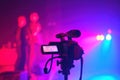 Silhouette Of A TV Camera, Live Concert, The Shining Stage Blue Light