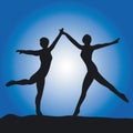 Silhouette of two ballet dance