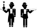Silhouette of two butlers.