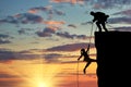 Silhouette of two climbers Royalty Free Stock Photo