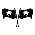 Silhouette two clover flag ornate st patrick day