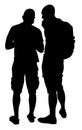 Silhouette of two friends Royalty Free Stock Photo