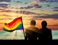 Silhouette of two gay men