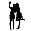 Silhouette of Two girls taking a selfie