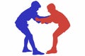 Silhouette Of Two Juvenile Male Sambo Fighters