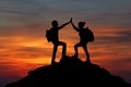 The Silhouette of two man with success gesture Royalty Free Stock Photo