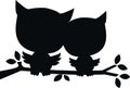 Silhouette of two owls Royalty Free Stock Photo