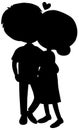 Silhouette two people kissing on white background Royalty Free Stock Photo