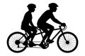Silhouette of Two People Riding a Tandem Bicycle Royalty Free Stock Photo