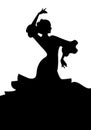 Silhouette of typical Spanish flamenco dancer woman. Royalty Free Stock Photo