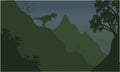 Silhouette of tyrannosaurus in cliff