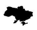 Silhouette of Ukraine country map. Highly detailed editable gray map of Ukraine territory borders with Crimea. Political