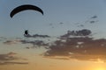 Ultralight flying at sunset Royalty Free Stock Photo