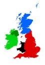 U.K. and Southern Ireland Silhouette Map