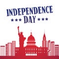 Silhouette United States Landmarks Independence Day Holiday 4 July Banner