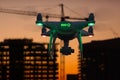 Silhouette of Unmanned Aircraft System UAV Quadcopter Drone