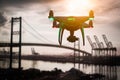 Silhouette of Unmanned Aircraft System UAV Quadcopter Drone