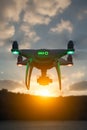 Silhouette of Unmanned Aircraft System UAV Quadcopter Drone