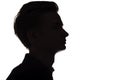 Silhouette of an unrecognizable guy, man face profile on a white isolated background Royalty Free Stock Photo