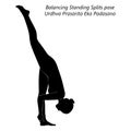 Silhouette of Urdhva Prasarita Eka Padasana. Yoga