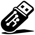 USB connector flash drive silhouette, technology logo symbol? Royalty Free Stock Photo