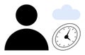 User with Clock and Cloud Representing Time Management and Cloud Computing Concepts Royalty Free Stock Photo