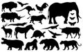 Silhouette of various animals
