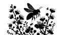 Silhouette of various bees, likely from the genus *Apis*, hoverin Royalty Free Stock Photo