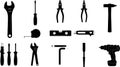 Silhouette of Various Hand Tools Royalty Free Stock Photo