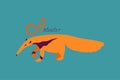 Silhouette vector anteater with orange color on bright background perfect for print.